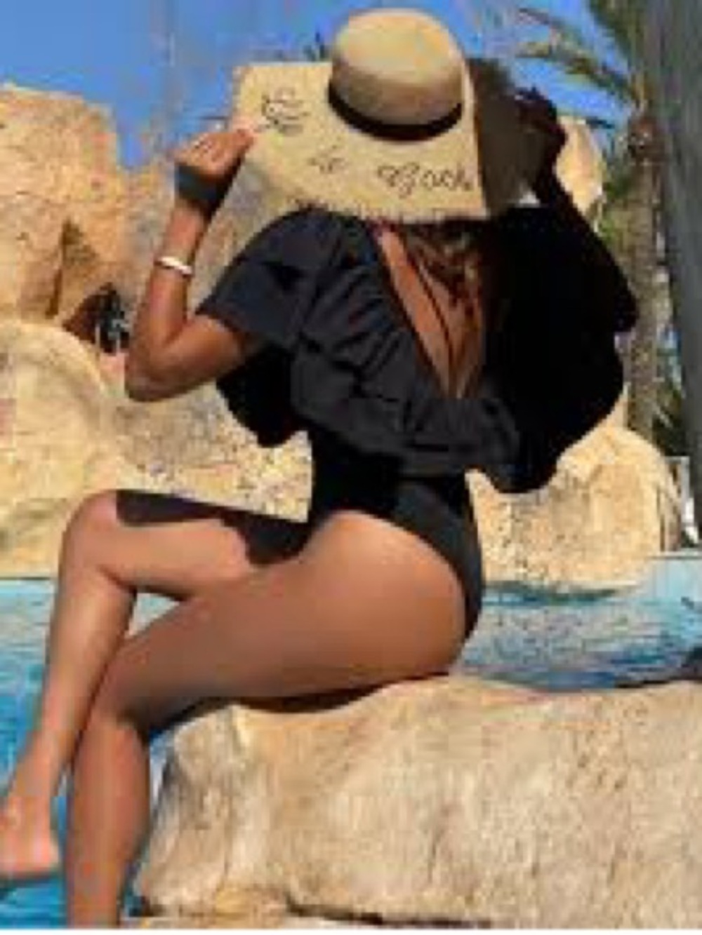 Zara Black Maxi Ruffle One Piece Swimsuit Bodysuit NWOT -
Size S